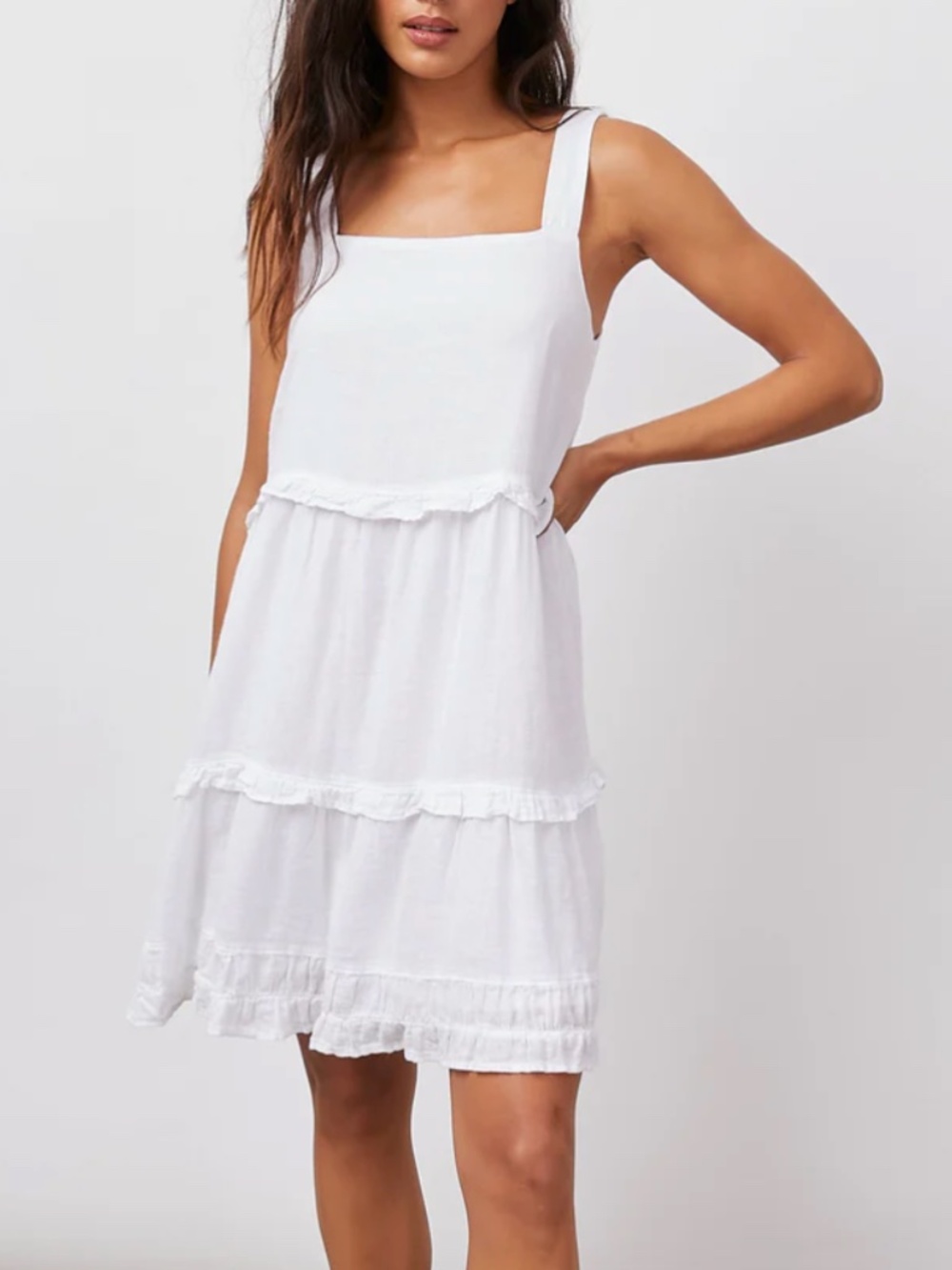 Rails Sleeveless Ruffle Sandy Dress in White Tiered Summer Beach Boho, Sz Small